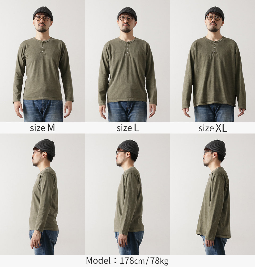 GOOD ON(グッドオン) カラー別注 ロングスリーブ ヘンリーネック Tシャツ