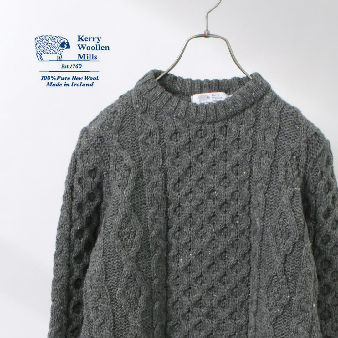 KERRY WOOLLEN MILLS(ケリーウーレンミルズ) 5ゲージ 3プライ アランケーブル クルーネック ヘビー ニット