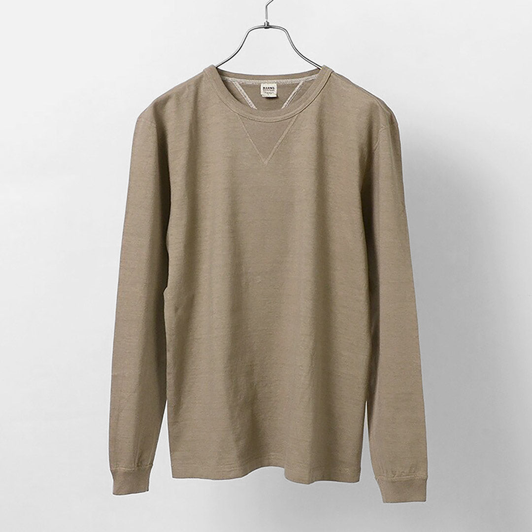 BARNS(バーンズ) カラー別注 小寸編み ヴィンテージ ロングスリーブ クルーネック Tシャツ