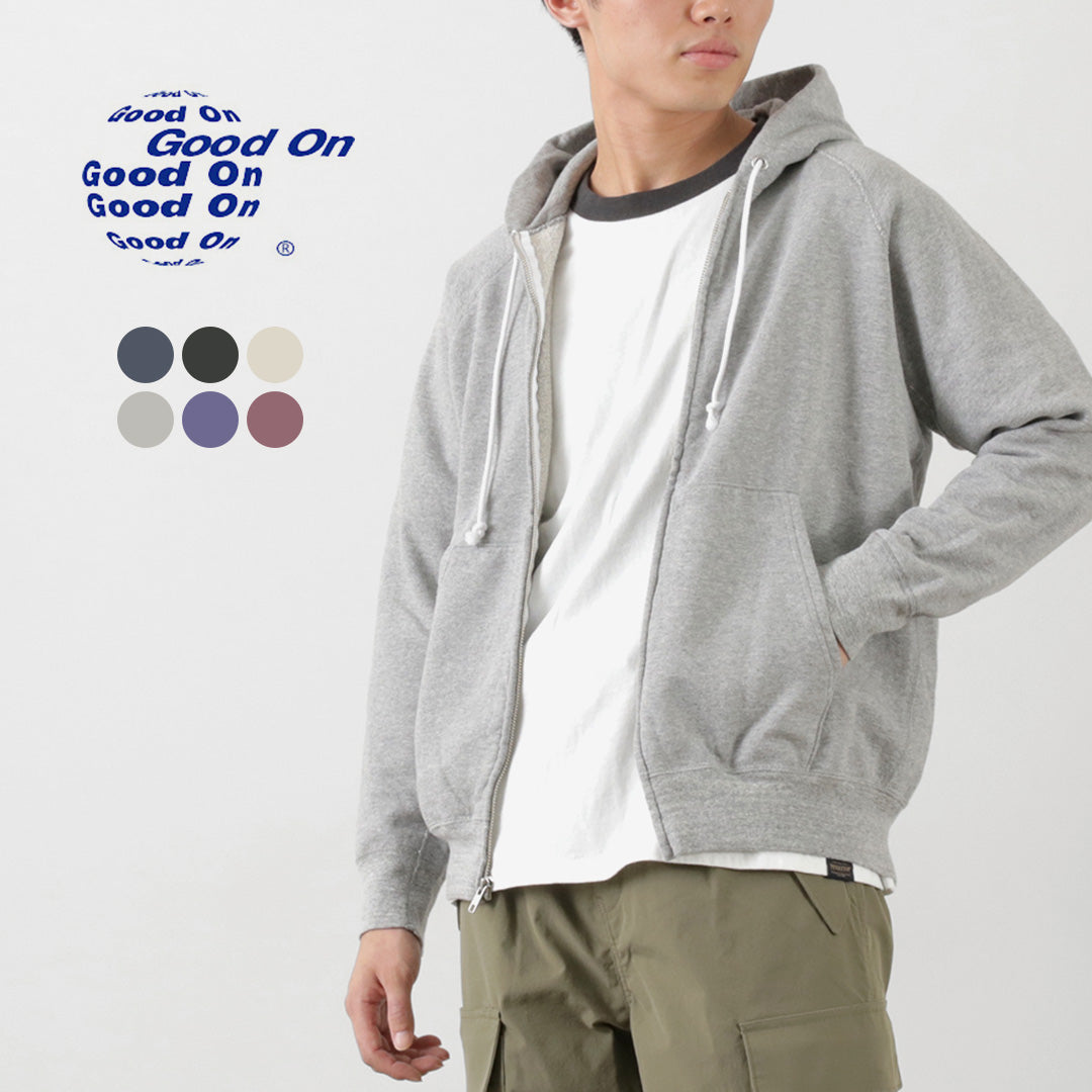【20%OFF】GOOD ON(グッドオン) ラグラン ジップ フード スウェット