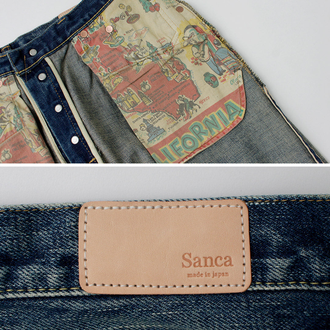 SANCA(サンカ) 15.5オンス デニムテーパード ユーズド 5Pパンツ