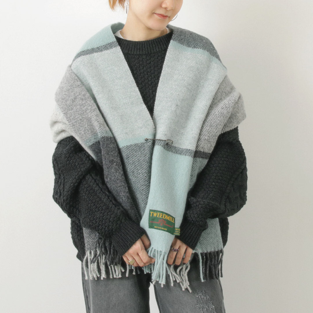 TWEED MILL(ツイードミル) 74×180 ブロックチェック ブランケット ウールニーラグ