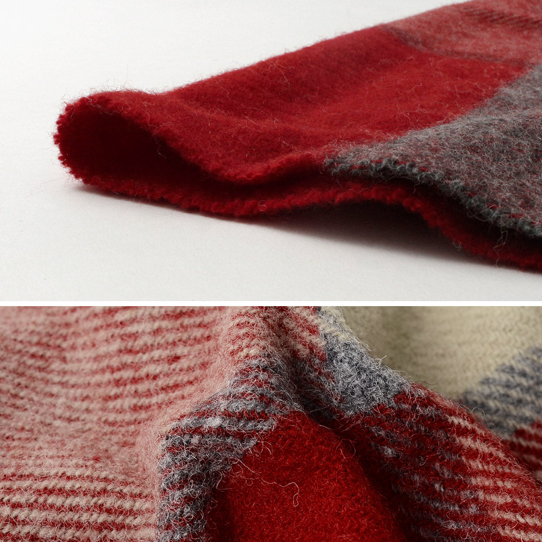TWEED MILL(ツイードミル) 74×180 ブロックチェック ブランケット ウールニーラグ