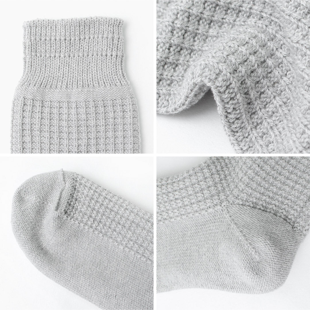 ROTOTO(ロトト) コットンワッフル クルーソックス