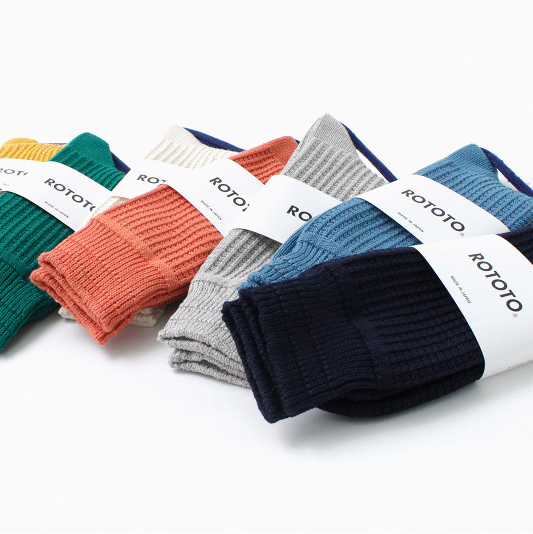 ROTOTO(ロトト) コットンワッフル クルーソックス