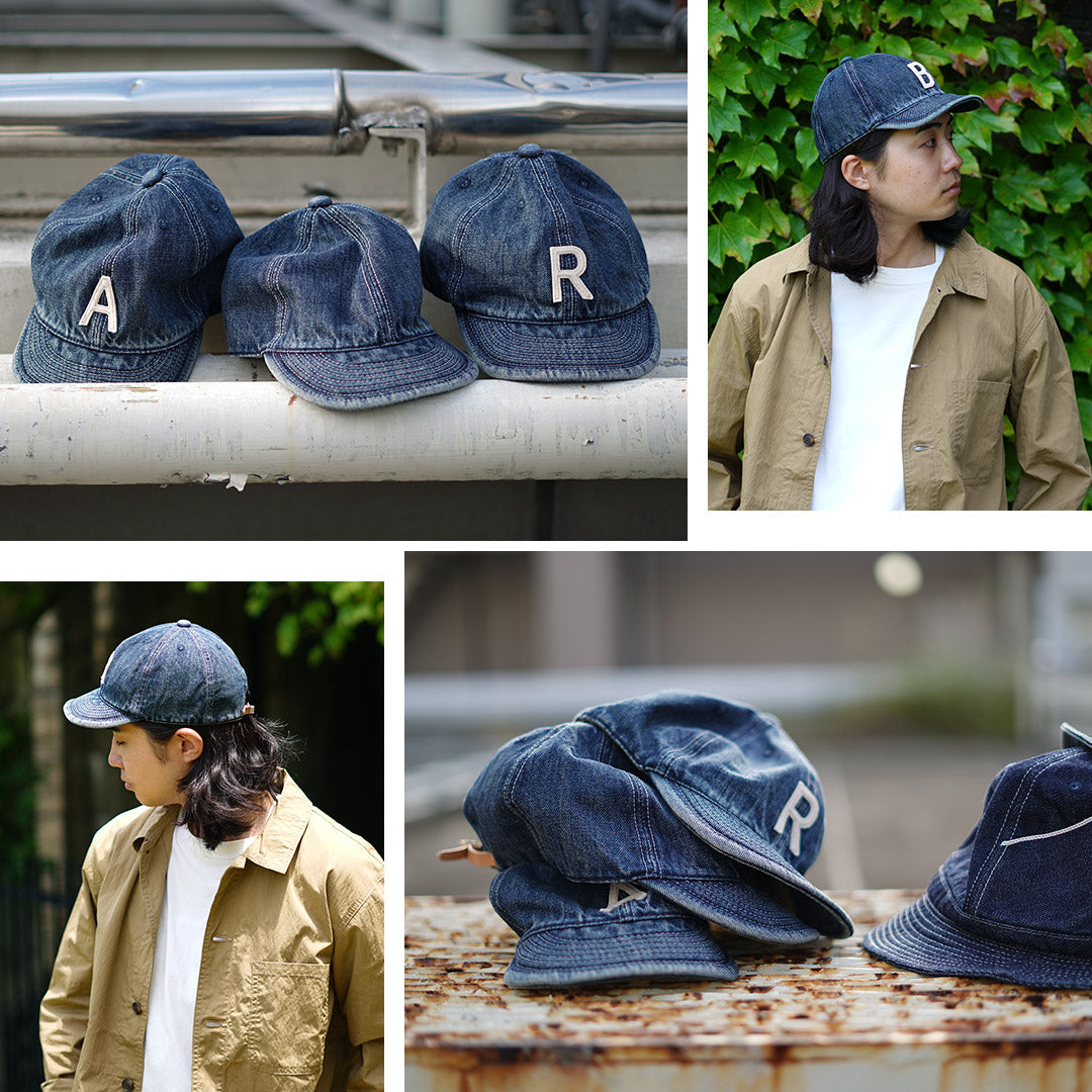 HIGHER(ハイアー) 別注 セルヴィッチデニムキャップ イニシャルワッペン