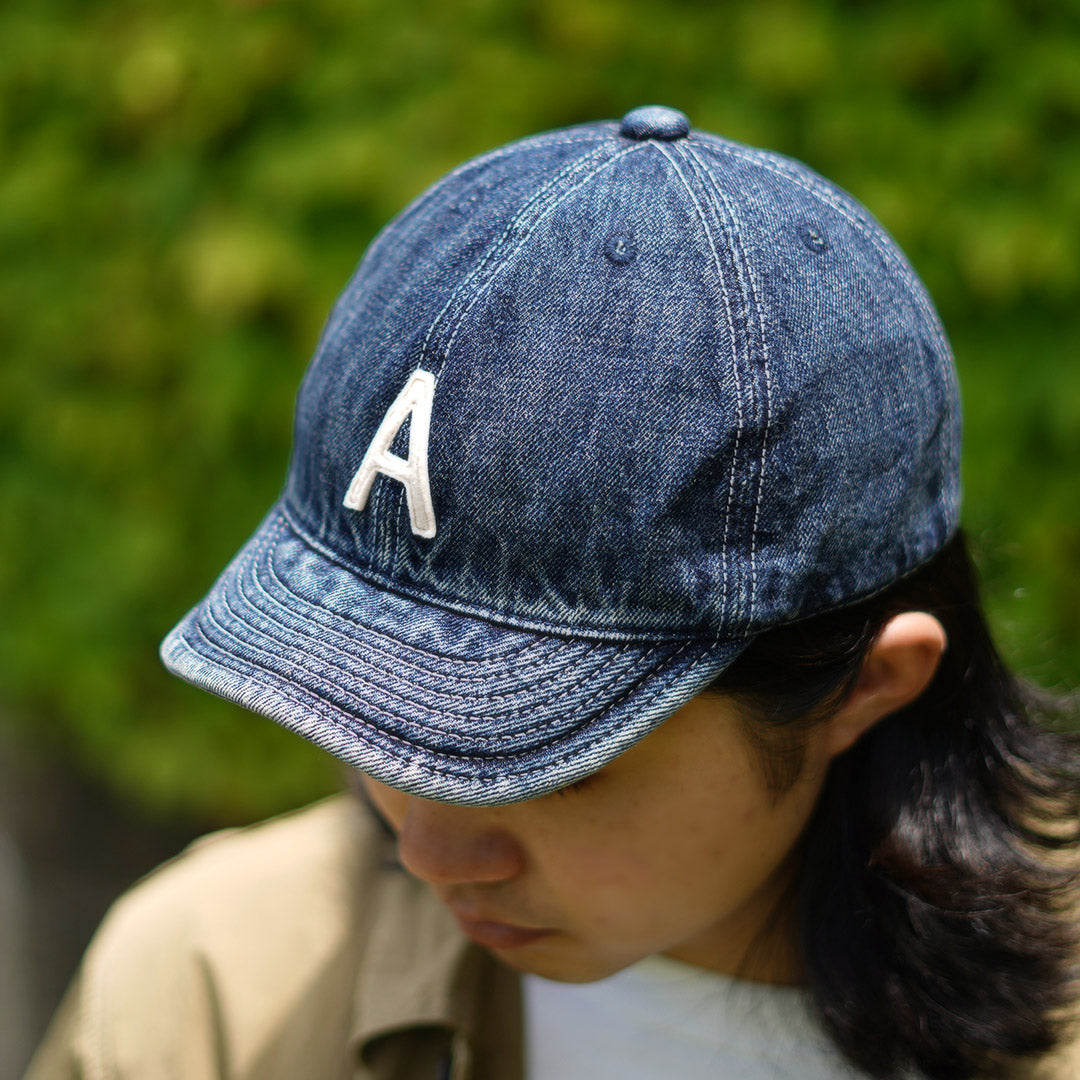 HIGHER(ハイアー) 別注 セルヴィッチデニムキャップ イニシャルワッペン