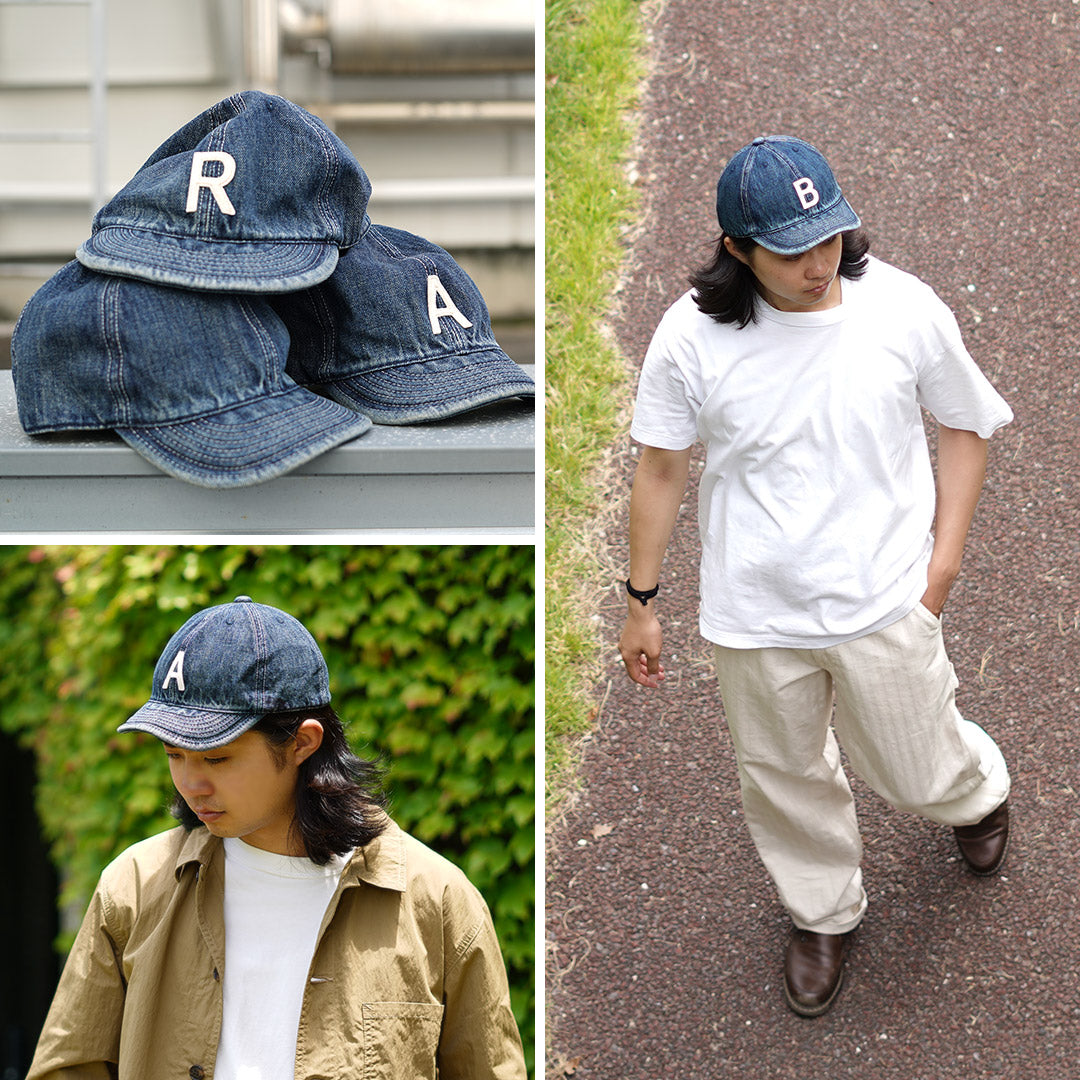 HIGHER(ハイアー) 別注 セルヴィッチデニムキャップ イニシャルワッペン