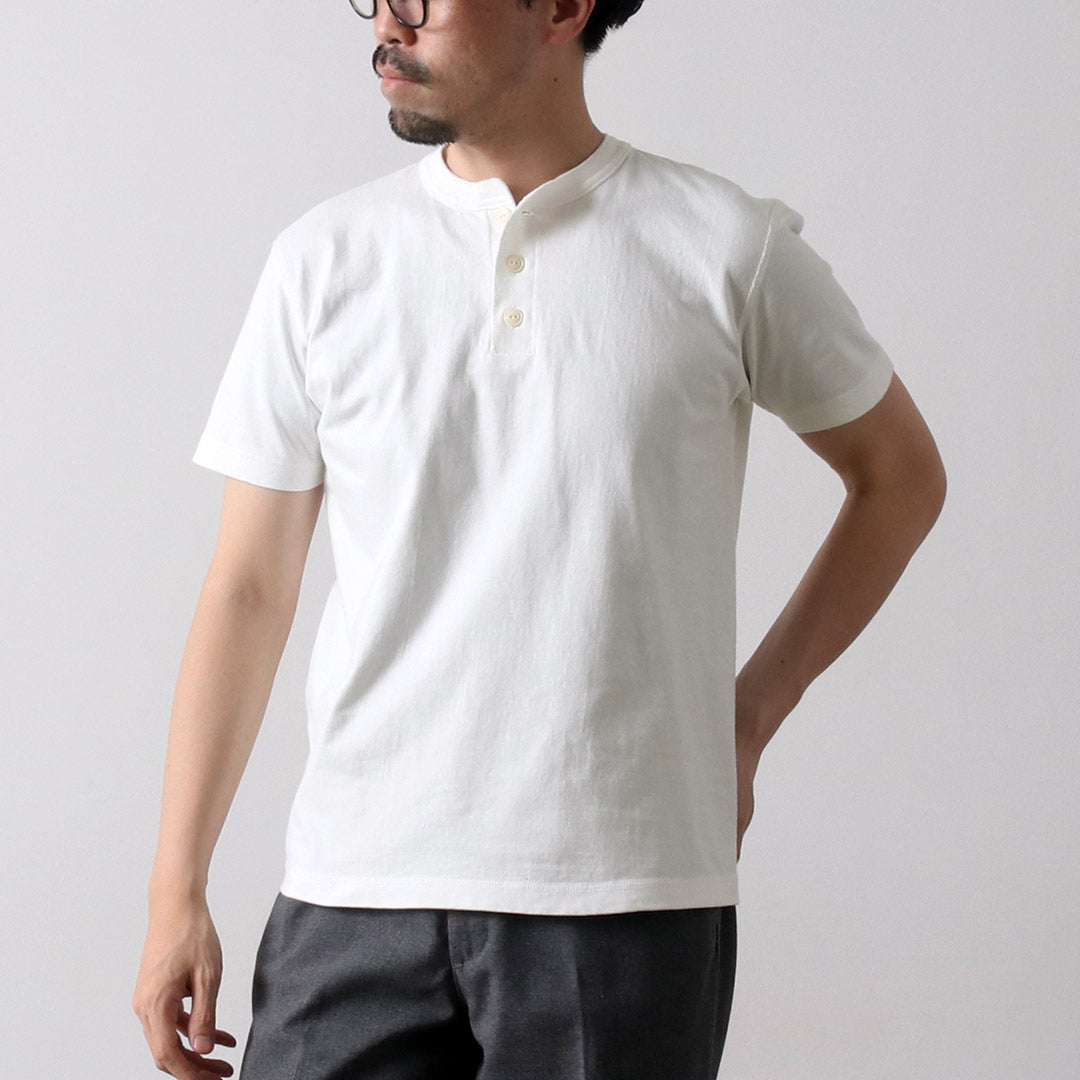BARNS(バーンズ) 小寸編み ヘンリーネック 半袖 Tシャツ