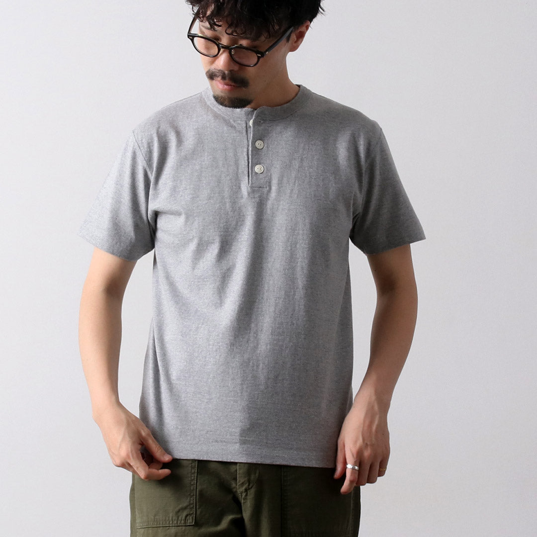 BARNS(バーンズ) 小寸編み ヘンリーネック 半袖 Tシャツ
