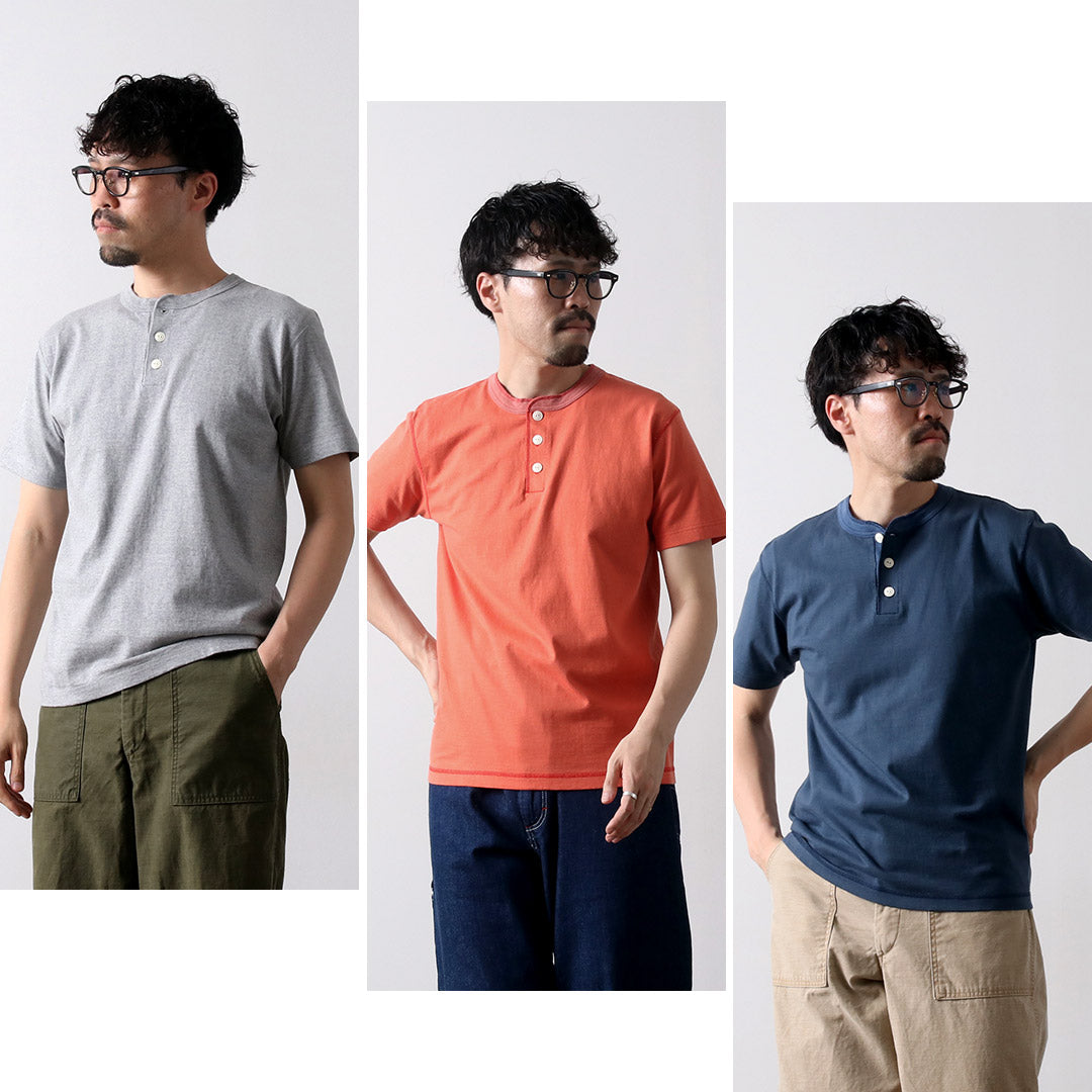 BARNS(バーンズ) 小寸編み ヘンリーネック 半袖 Tシャツ