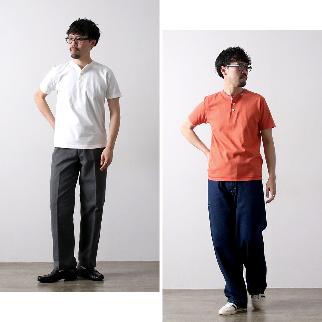 BARNS(バーンズ) 小寸編み ヘンリーネック 半袖 Tシャツ
