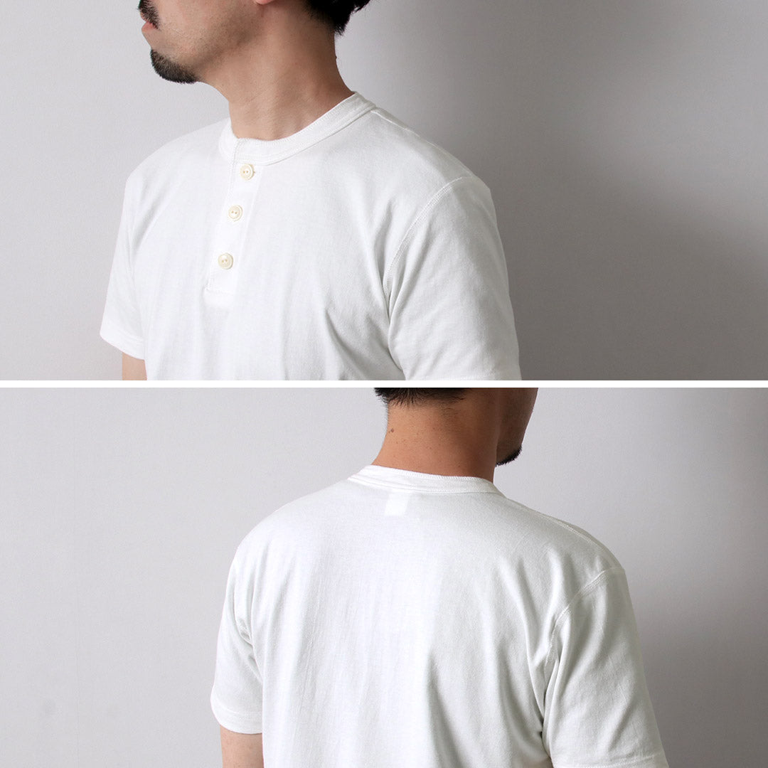 BARNS(バーンズ) 小寸編み ヘンリーネック 半袖 Tシャツ