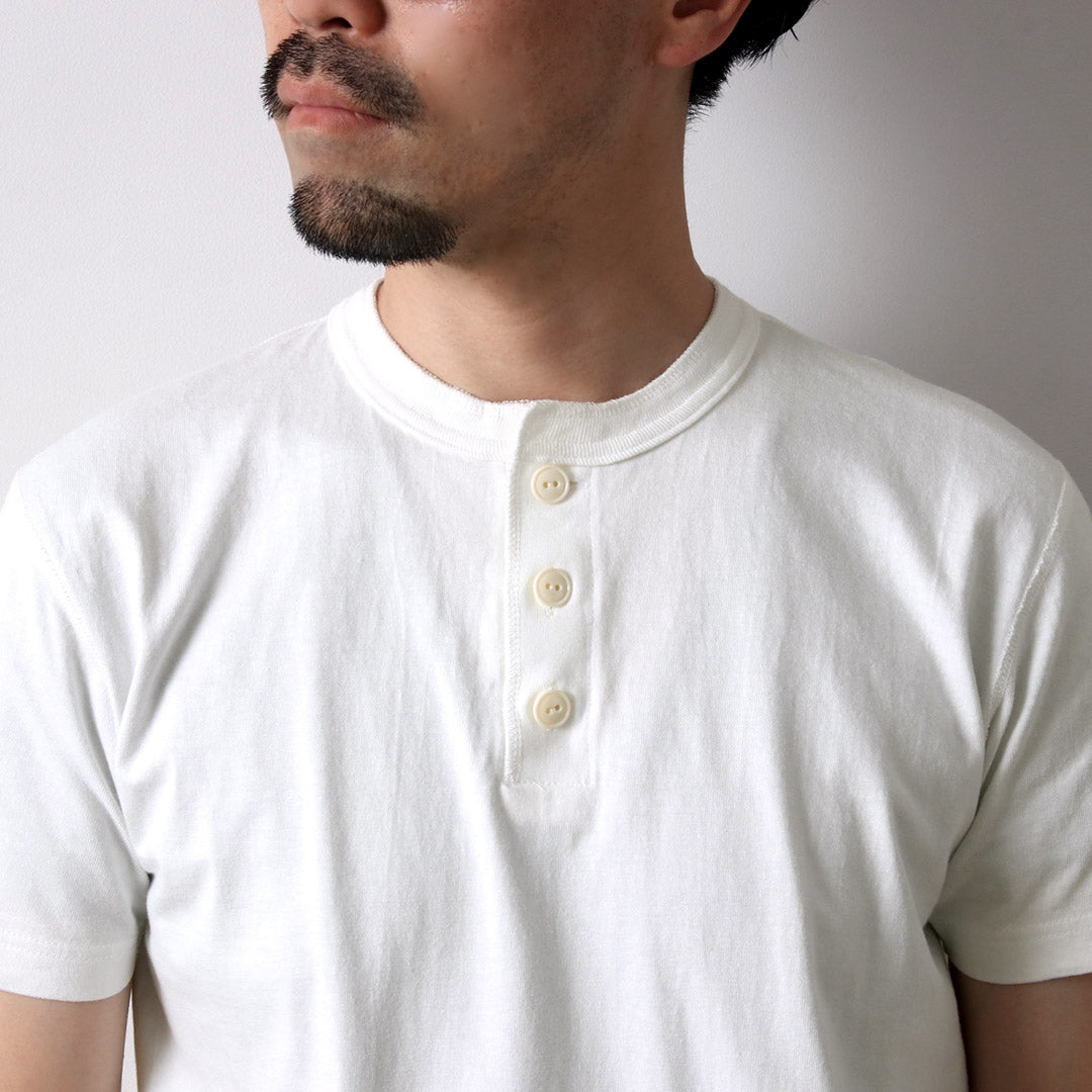 BARNS(バーンズ) 小寸編み ヘンリーネック 半袖 Tシャツ