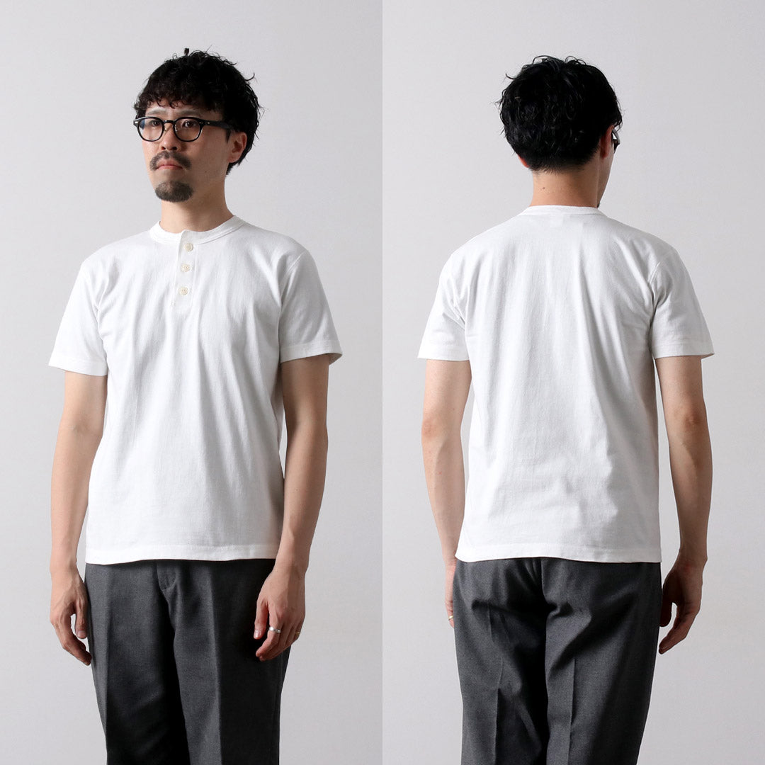BARNS(バーンズ) 小寸編み ヘンリーネック 半袖 Tシャツ