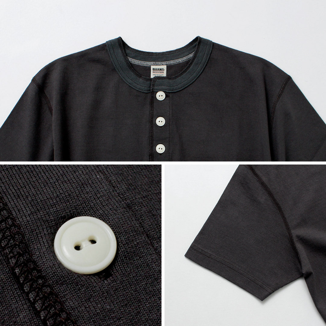 BARNS(バーンズ) 小寸編み ヘンリーネック 半袖 Tシャツ