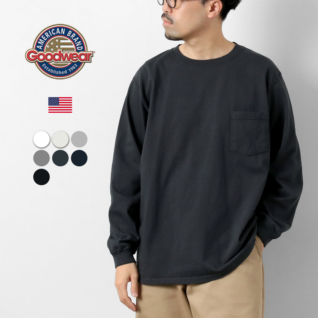 GOODWEAR(グッドウェア) クルーネック ポケット Tシャツ 長袖