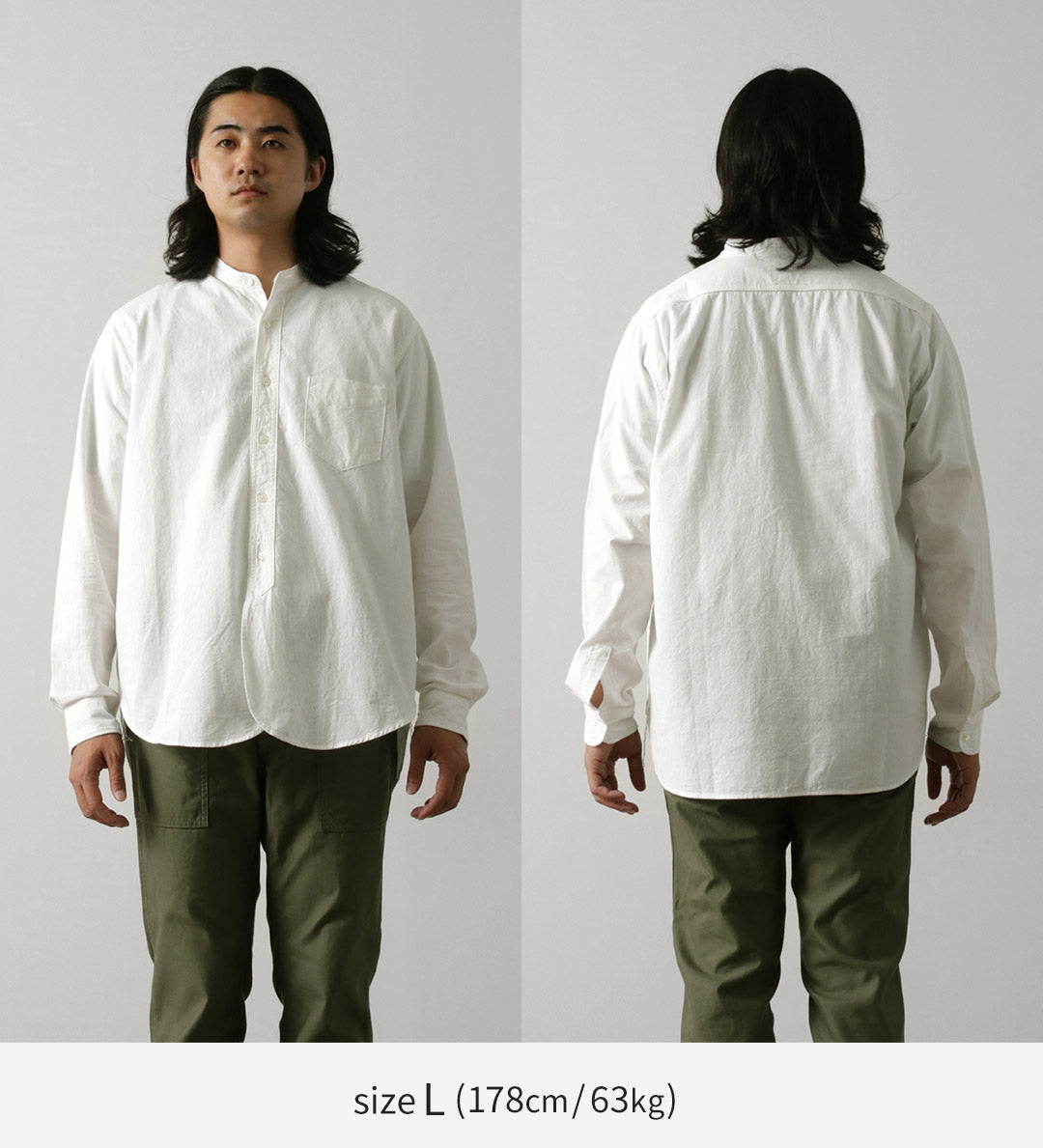 FOB FACTORY(FOBファクトリー) F3429 オックス バンドカラー シャツ/長袖