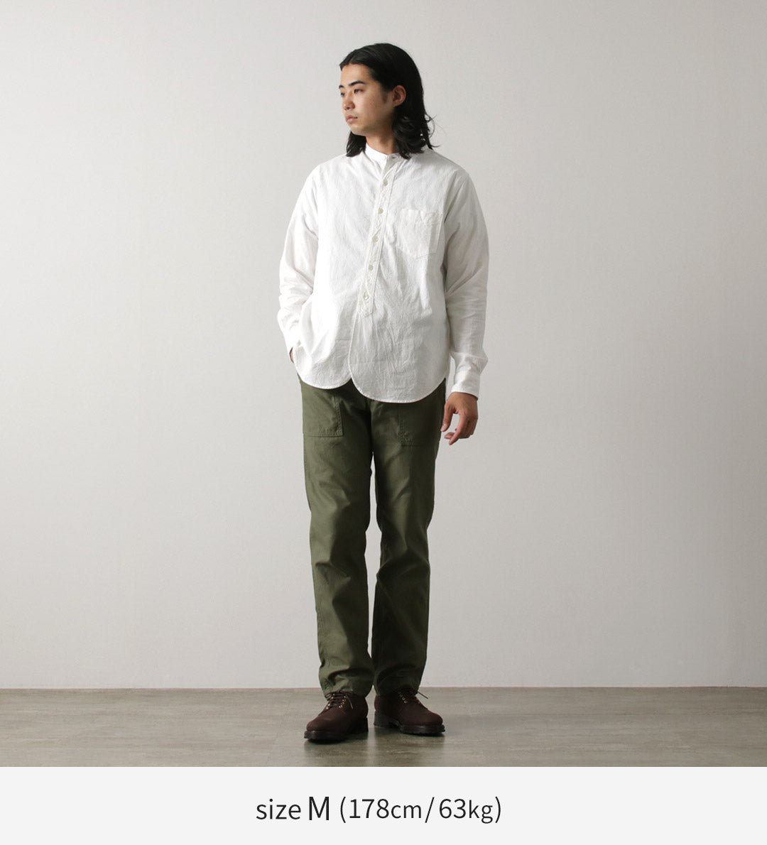 FOB FACTORY(FOBファクトリー) F3429 オックス バンドカラー シャツ/長袖