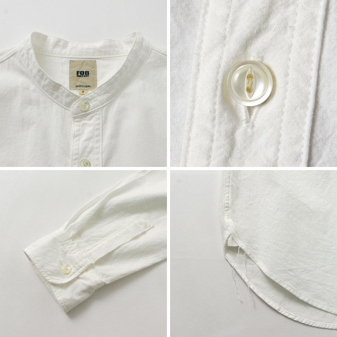 FOB FACTORY(FOBファクトリー) F3429 オックス バンドカラー シャツ/長袖