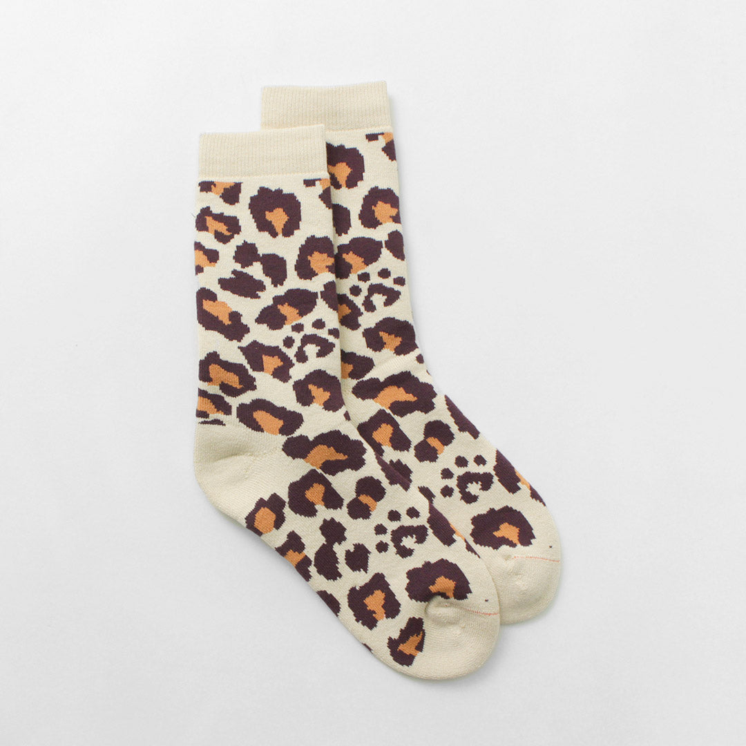 ROTOTO（ロトト） R1340 パイル レオパード クルー ソックス / メンズ レディース ヒョウ柄 靴下 日本製 PILE LEOPARD  CREW SOCKS