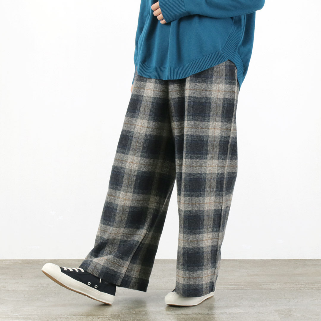 【20%OFF】MAO MADE(マオメイド) ツイードライク チェック ワイド パンツ 2024年モデル