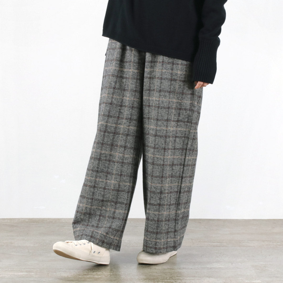 【20%OFF】MAO MADE(マオメイド) ツイードライク チェック ワイド パンツ 2024年モデル