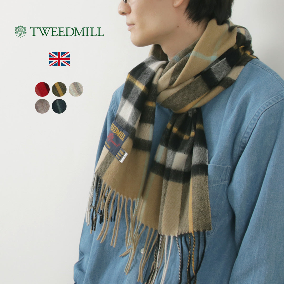 TWEED MILL(ツイードミル) 25×212 ラムウール スカーフ チェック
