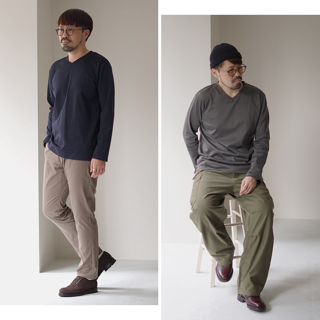 RE MADE IN TOKYO JAPAN(アールイー) 東京メイド Vネック ロングスリーブ ドレスTシャツ 5721A-CT