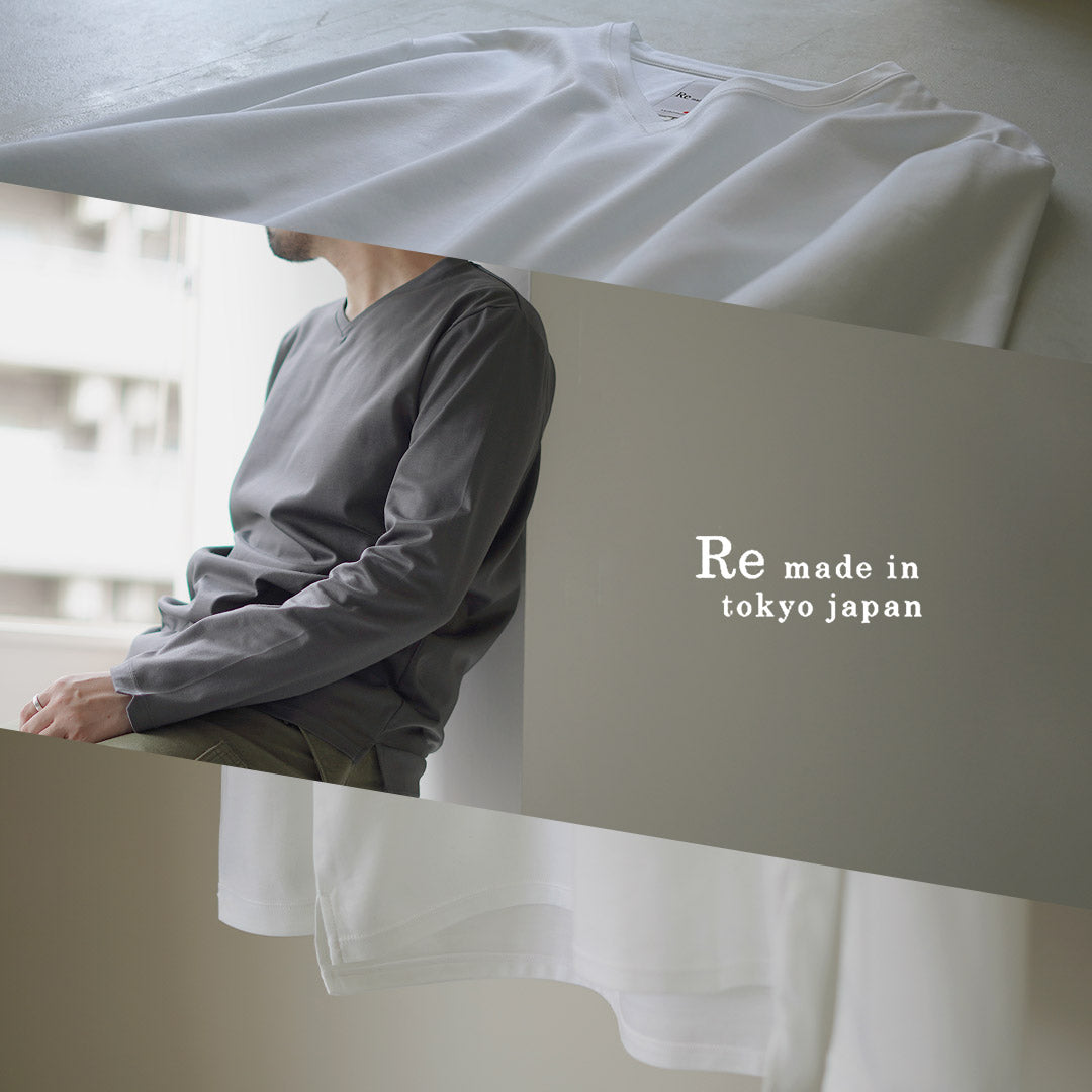 RE MADE IN TOKYO JAPAN(アールイー) 東京メイド Vネック ロングスリーブ ドレスTシャツ 5721A-CT