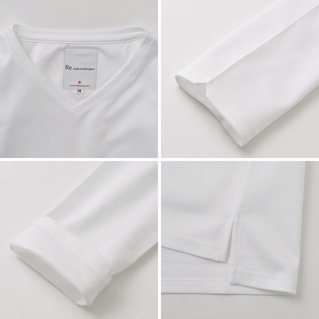 RE MADE IN TOKYO JAPAN(アールイー) 東京メイド Vネック ロングスリーブ ドレスTシャツ 5721A-CT