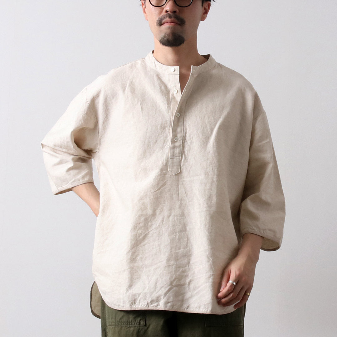 KEMA DESIGNS(ケマデザインズ) リネンコットンクロス ヘンリーネック Tシャツ