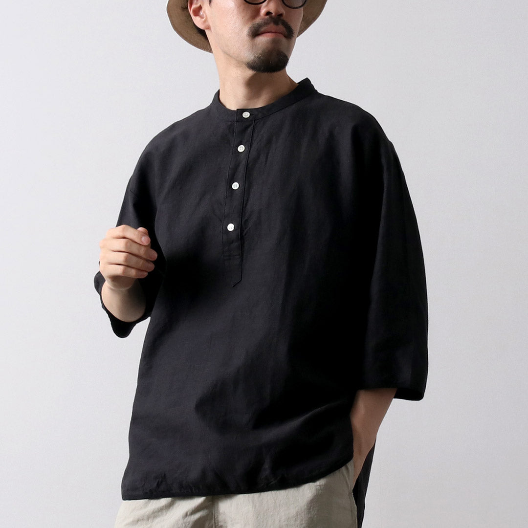 KEMA DESIGNS(ケマデザインズ) リネンコットンクロス ヘンリーネック Tシャツ