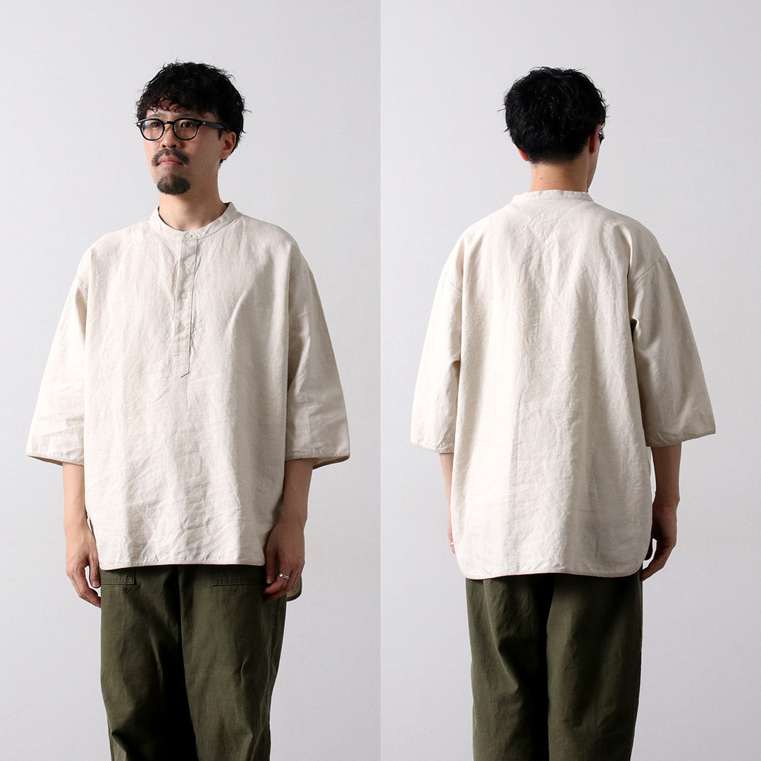 KEMA DESIGNS(ケマデザインズ) リネンコットンクロス ヘンリーネック Tシャツ