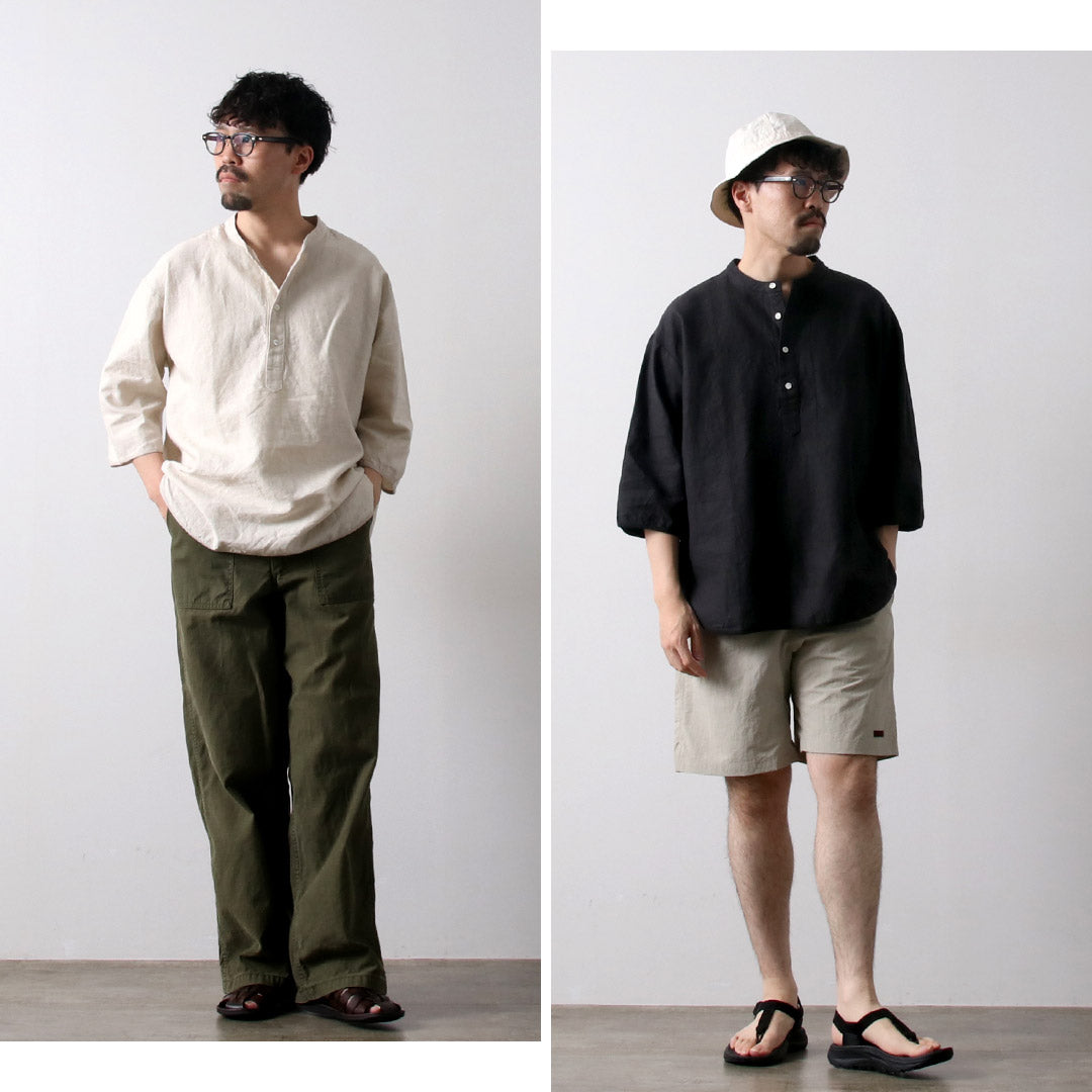 KEMA DESIGNS(ケマデザインズ) リネンコットンクロス ヘンリーネック Tシャツ