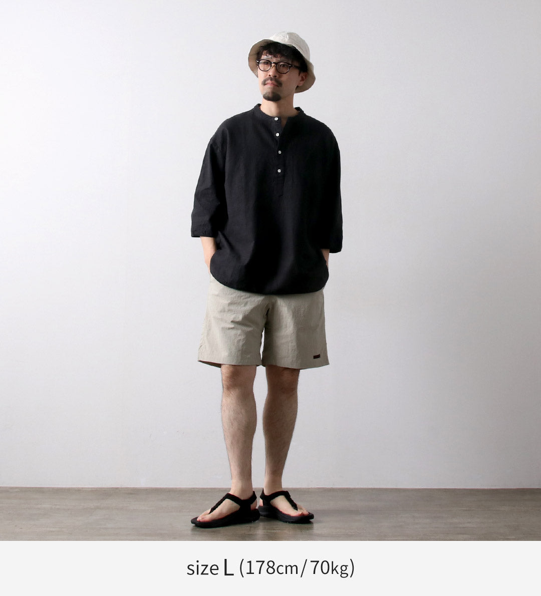 KEMA DESIGNS(ケマデザインズ) リネンコットンクロス ヘンリーネック Tシャツ