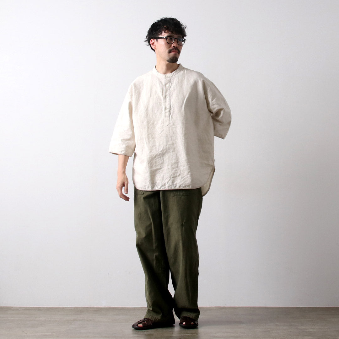 KEMA DESIGNS(ケマデザインズ) リネンコットンクロス ヘンリーネック Tシャツ