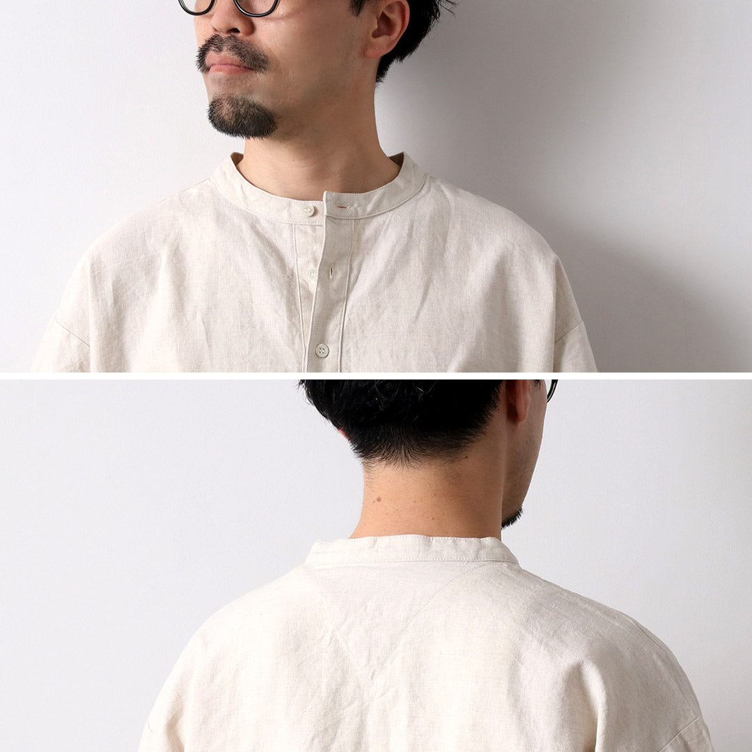 KEMA DESIGNS(ケマデザインズ) リネンコットンクロス ヘンリーネック Tシャツ
