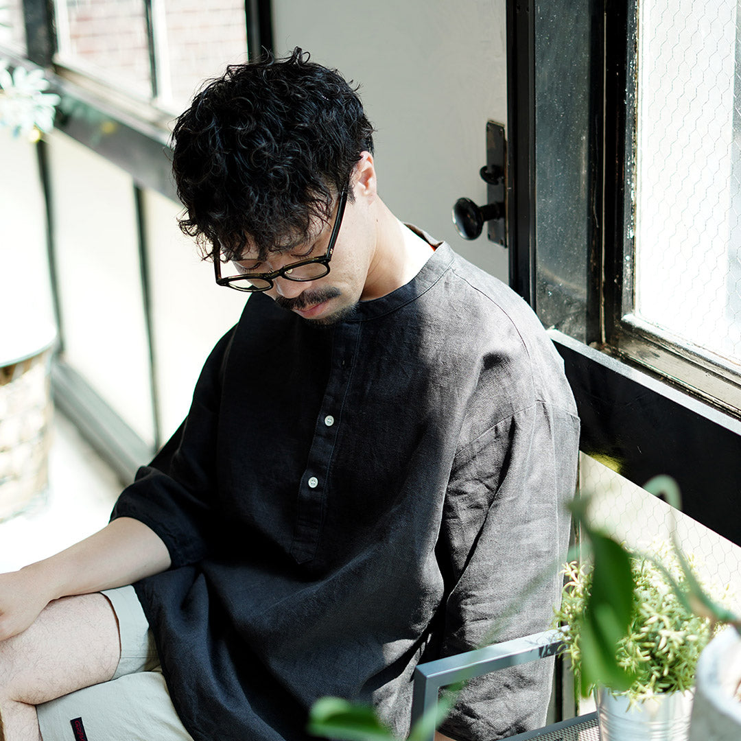 KEMA DESIGNS(ケマデザインズ) リネンコットンクロス ヘンリーネック Tシャツ