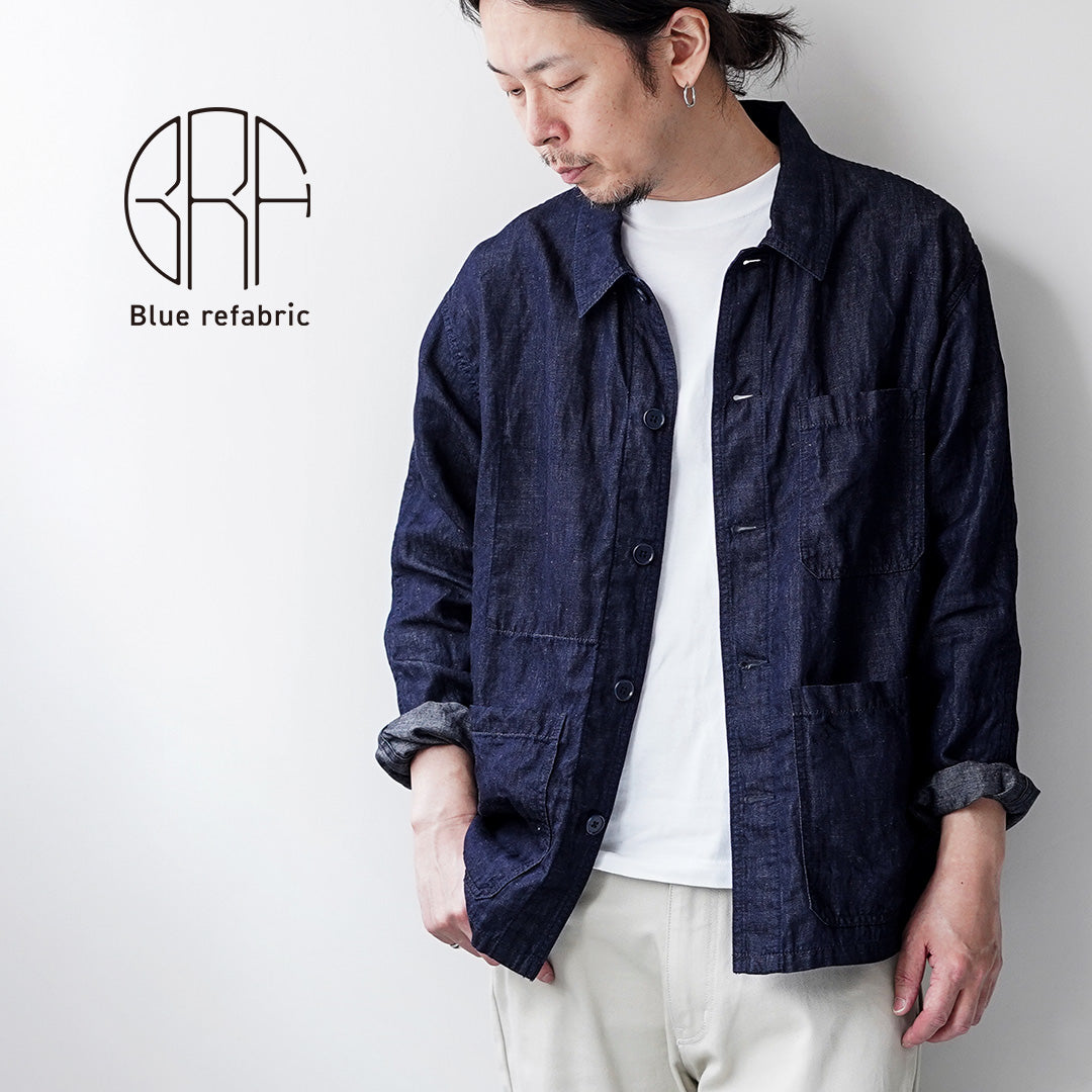 Blue refabric(ブルーリファブリック) コットンリネンデニム フレンチカバーオールジャケット 日本製