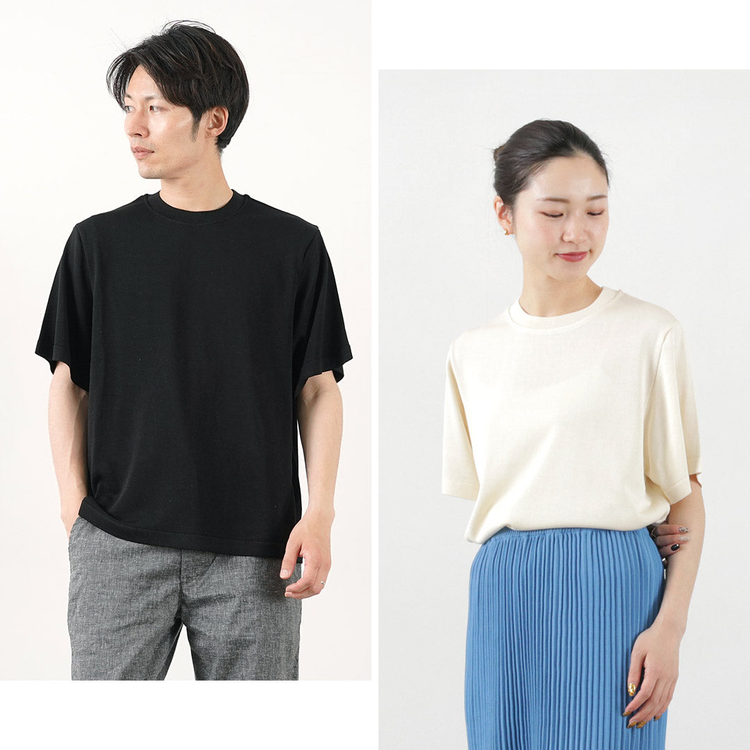 YONETOMI NEW BASIC(ヨネトミニューベーシック)ヘビーウエイト シルクニット Tシャツ