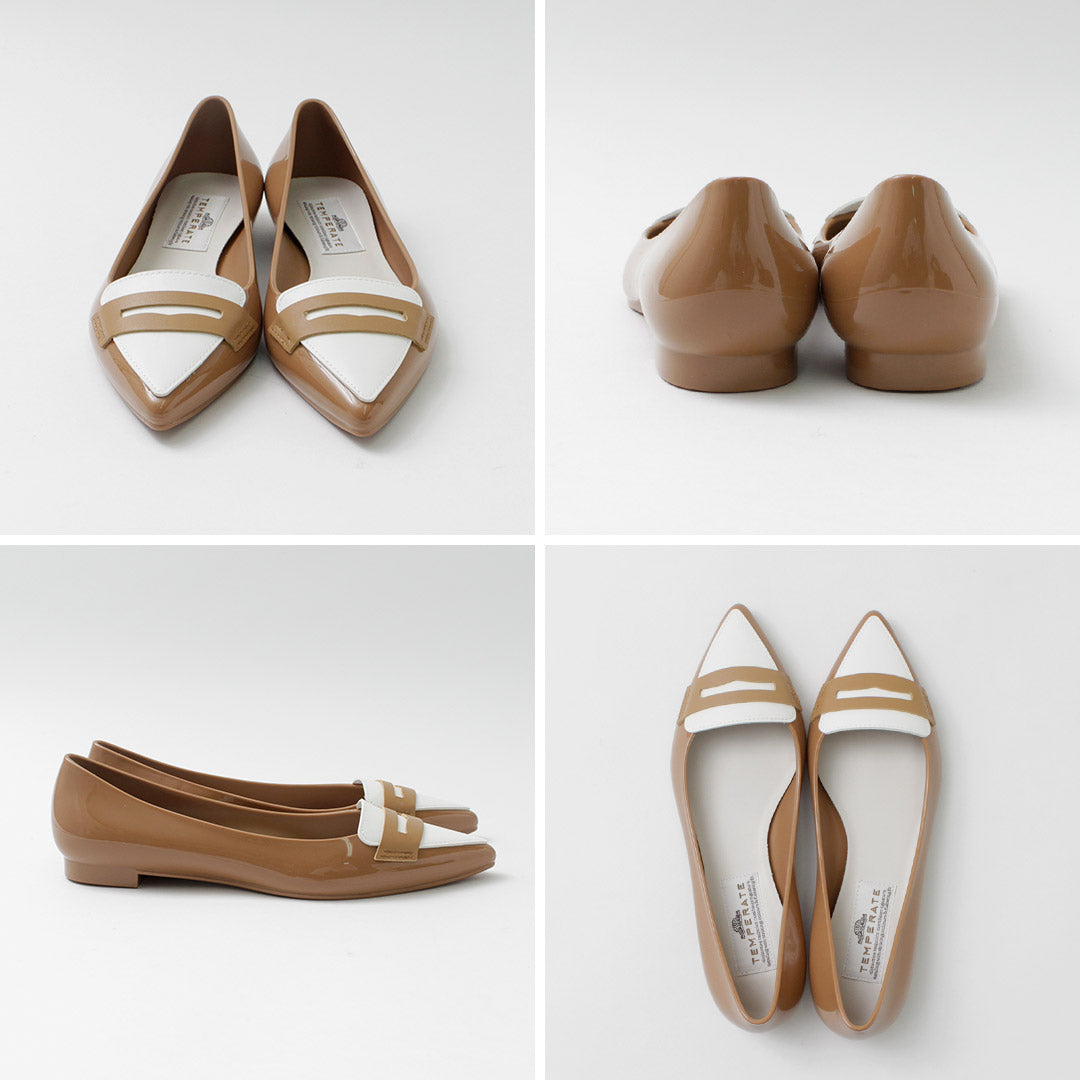 【30%OFF】TEMPERATE(テンパレイト) ポインテッド ローファー レインパンプス