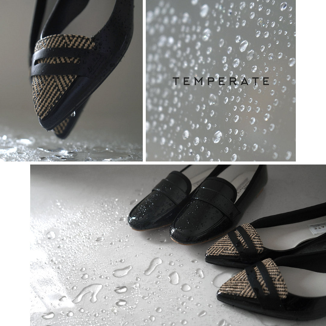 【30%OFF】TEMPERATE(テンパレイト) ポインテッド ローファー レインパンプス ラフィア