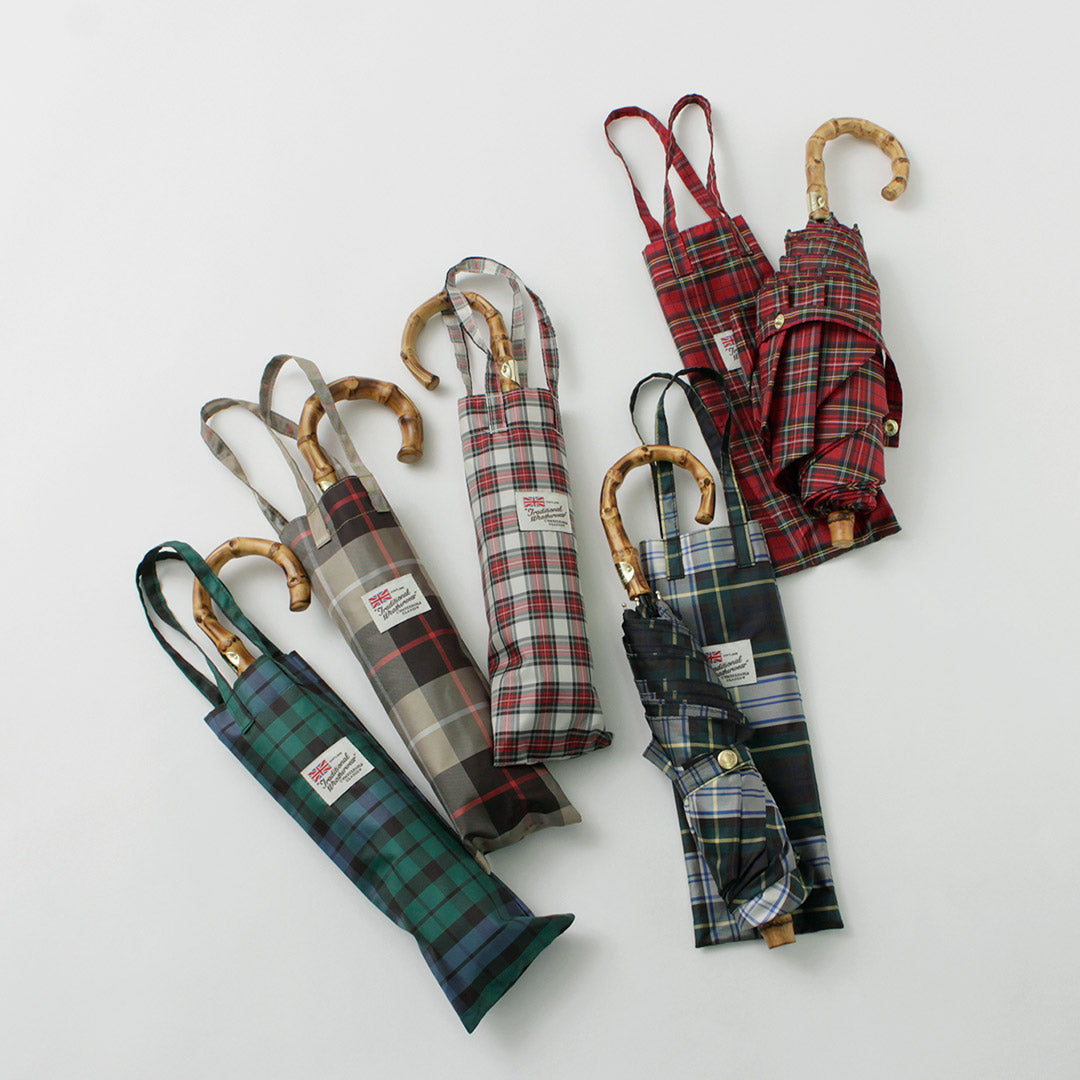 TRADITIONAL WEATHERWEAR(トラディショナル ウェザーウェア) フォールディング バンブー ミニ チェック 折り畳み傘