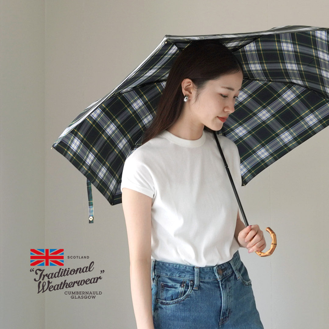 TRADITIONAL WEATHERWEAR(トラディショナル ウェザーウェア) フォールディング バンブー ミニ チェック 折り畳み傘