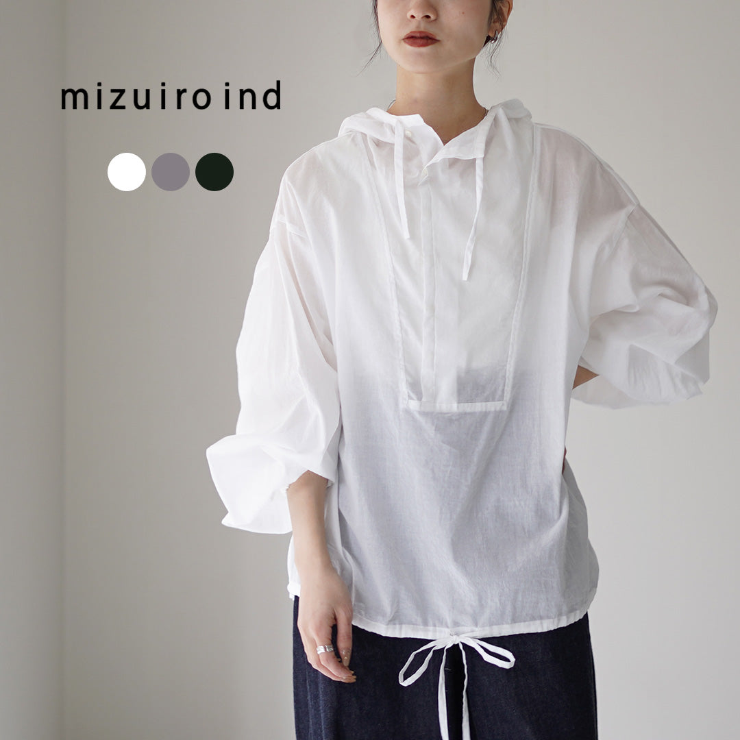 mizuiro ind(ミズイロインド) フーデッド シャツ