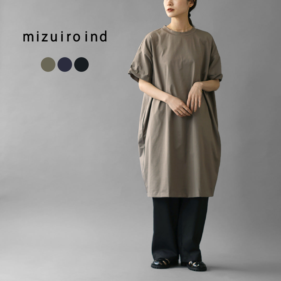 mizuiro ind(ミズイロインド) ロールアップ スリーブワンピース