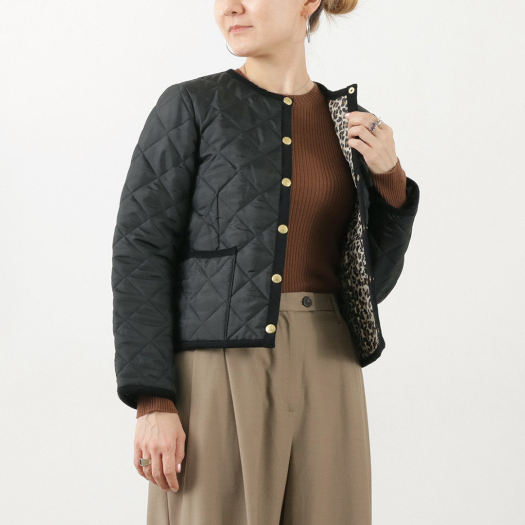 TRADITIONAL WEATHERWEAR(トラディショナル ウェザーウェア) アークリー ノーカラーキルティングジャケット レオパードライニング