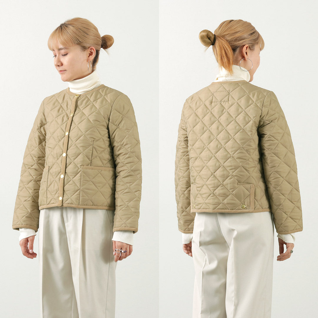 TRADITIONAL WEATHERWEAR(トラディショナル ウェザーウェア) アークリー ノーカラーキルティングジャケット レオパードライニング
