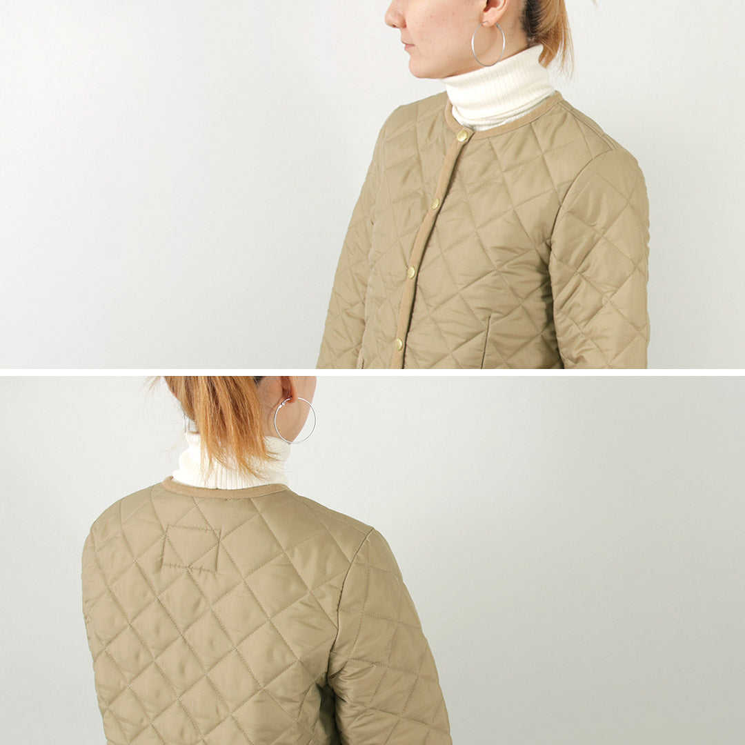 TRADITIONAL WEATHERWEAR(トラディショナル ウェザーウェア) アークリー ノーカラーキルティングジャケット レオパードライニング